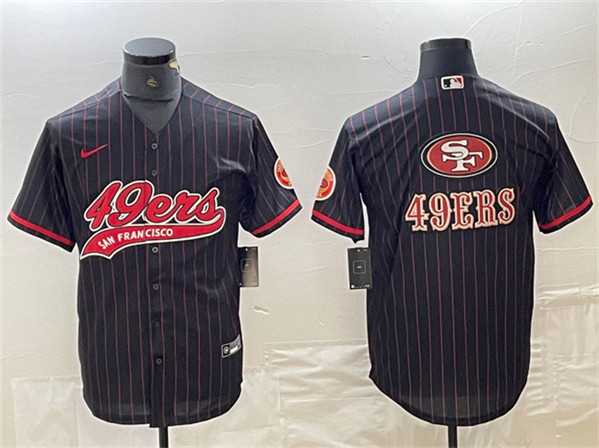 Mens San Francisco 49ers Black Team Big Logo With Patch Cool Base Stitched Baseball Jerseys->san francisco 49ers->NFL Jersey